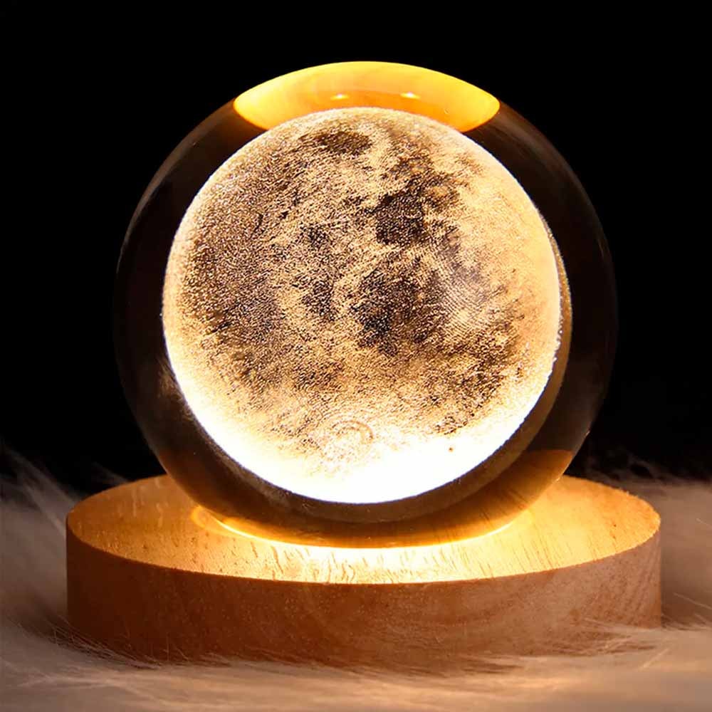 Luminária Bola de Cristal 3D Lua Luminária Bola de Cristal 3D Lua