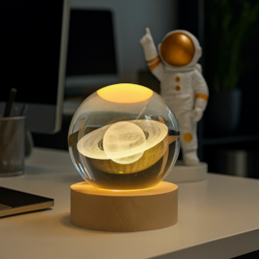 Luminária Bola de Cristal 3D Planeta Saturno