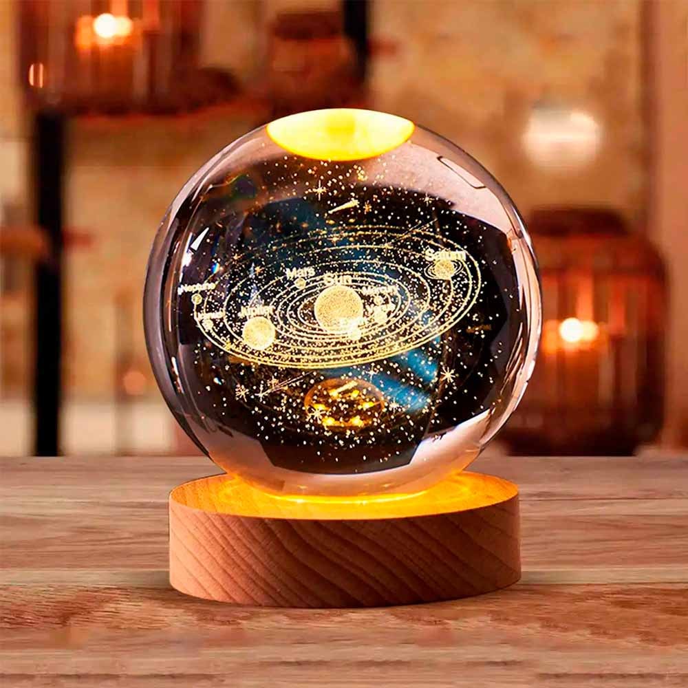 Luminária Bola de Cristal 3D Sistema Solar Luminária Bola de Cristal 3D Sistema Solar