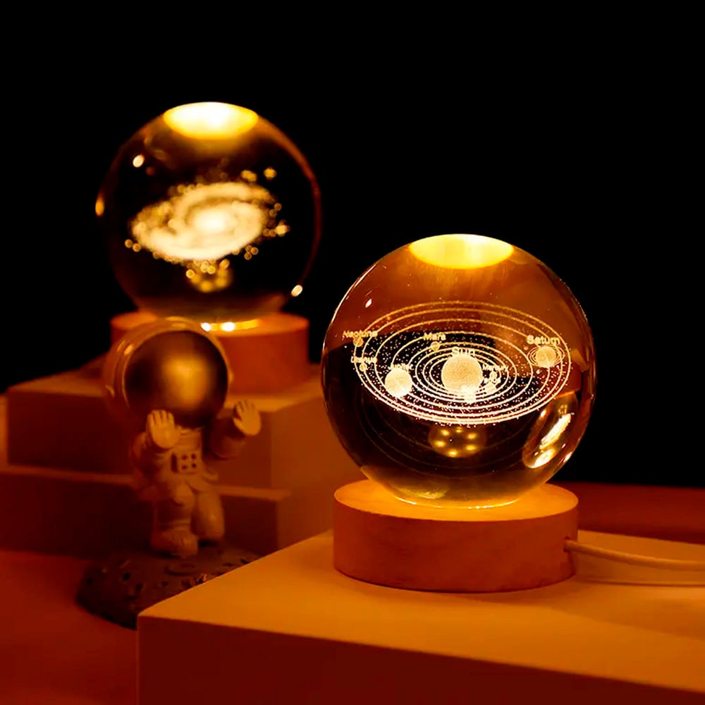 Luminária Bola de Cristal 3D Sistema Solar Luminária Bola de Cristal 3D Sistema Solar