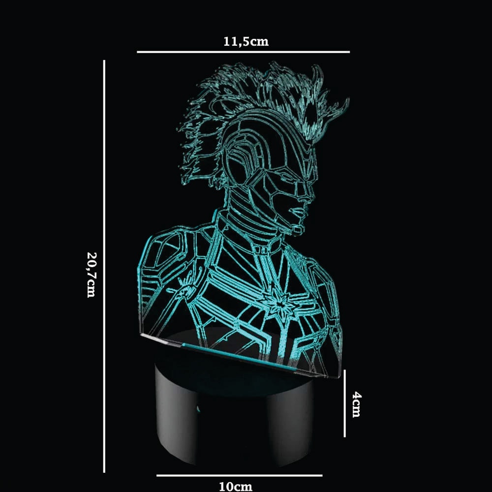 Luminária com controle remoto Capitã Marvel Armadura – Acrílico Store