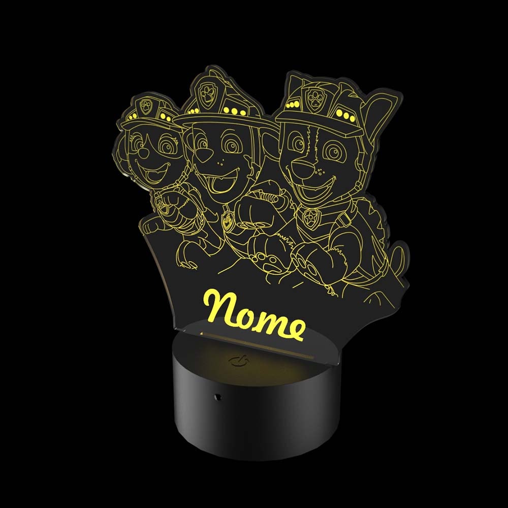 Luminária de Led - Chase, Marshall e Skye Patrulha Canina Luminária de Led - Chase, Marshall e Skye Patrulha Canina