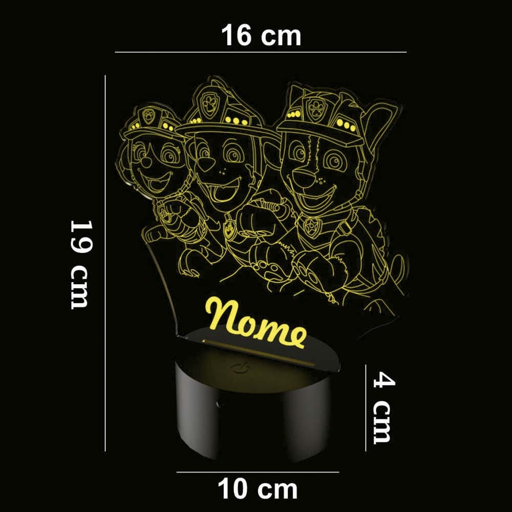 Luminária de Led - Chase, Marshall e Skye Patrulha Canina Luminária de Led - Chase, Marshall e Skye Patrulha Canina