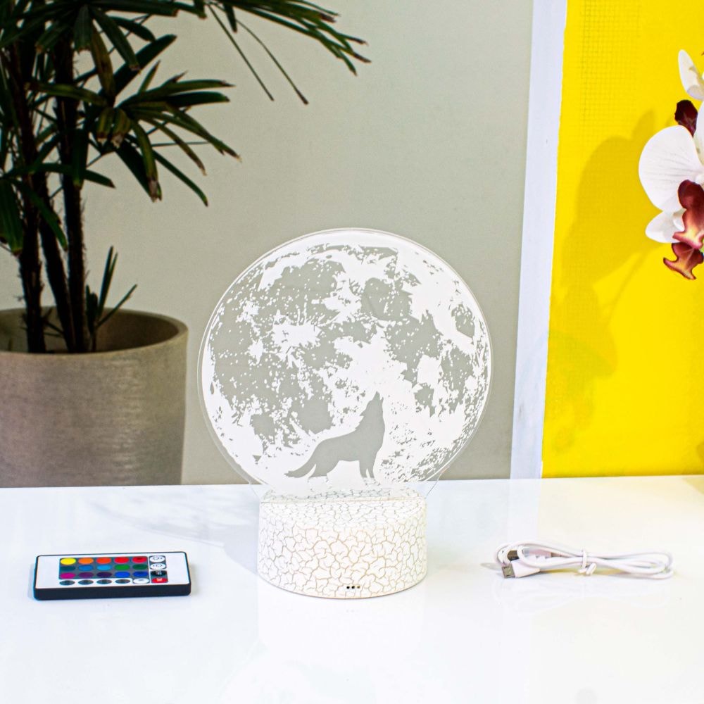 Luminária de Led - O Lobo e a Lua Luminária de Led - O Lobo e a Lua
