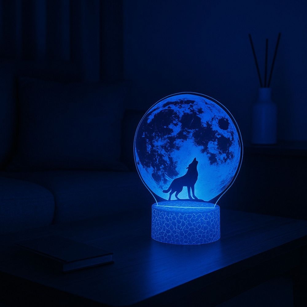 Luminária de Led - O Lobo e a Lua