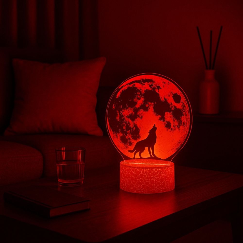 Luminária de Led - O Lobo e a Lua