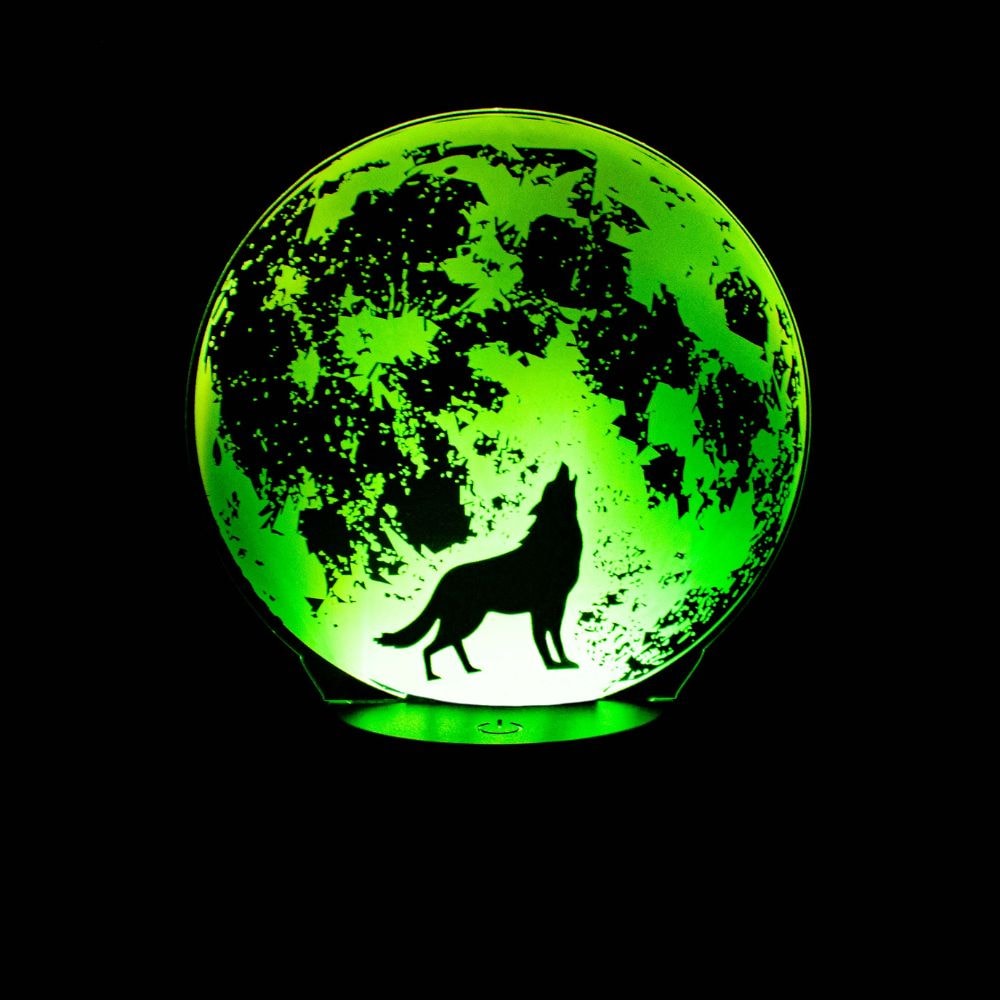 Luminária de Led - O Lobo e a Lua Cheia Luminária de Led - O Lobo e a Lua Cheia