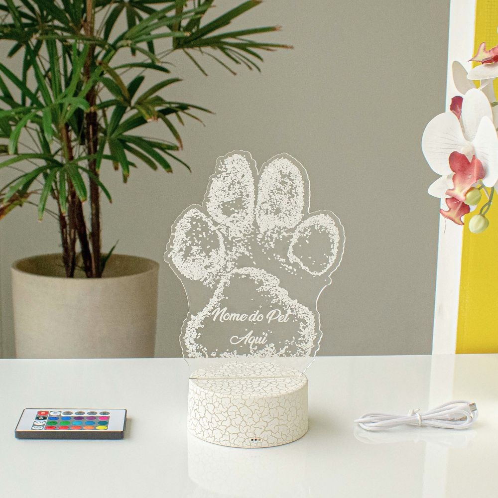 Luminária de Led - Patinha de Pet Personalizada