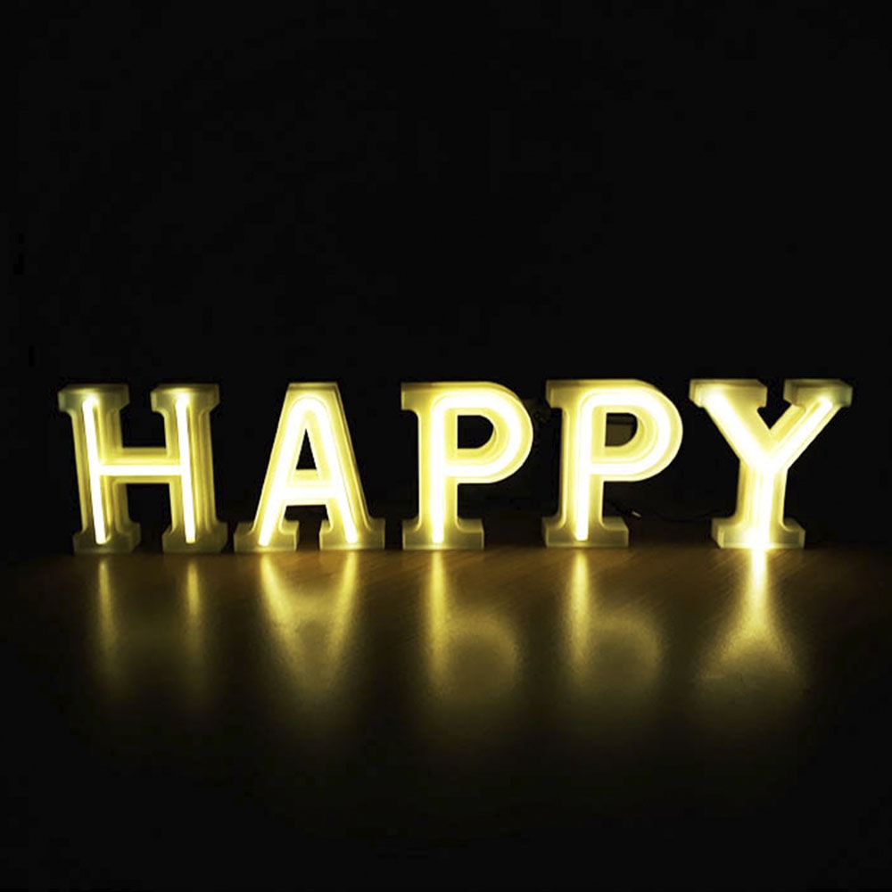 Luminária Letra Decorativa de Led Happy Acrílico Store