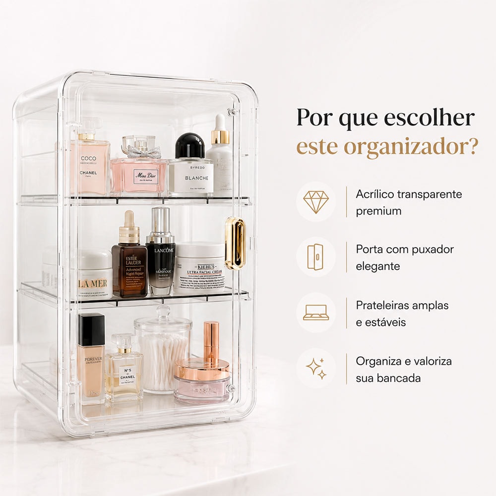 Organizador Acrílico para Maquiagens e Skincare