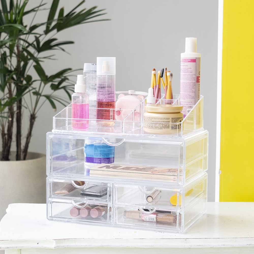 Organizador de Cosméticos luxo com 5 Gavetas e Porta Batom Grande Organizador de Cosméticos luxo com 5 Gavetas e Porta Batom Grande
