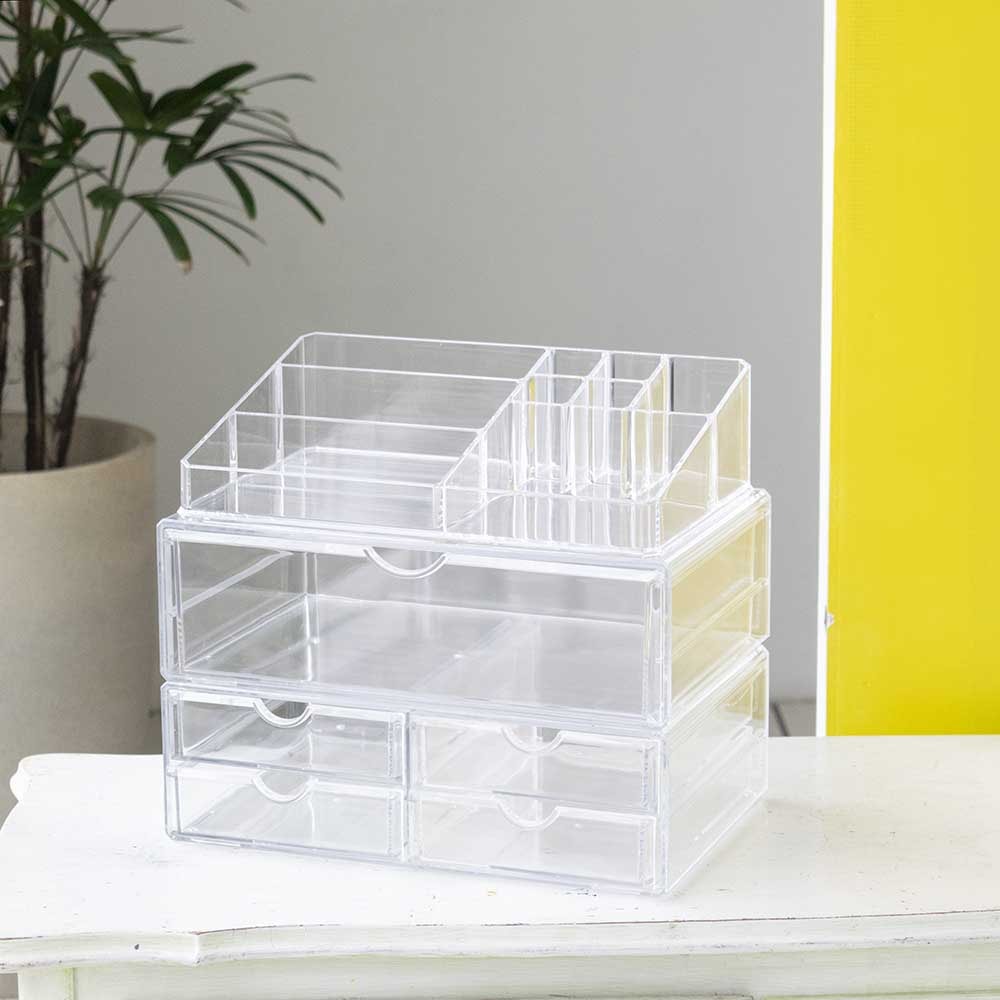 Organizador de Cosméticos luxo com 5 Gavetas e Porta Batom Grande Organizador de Cosméticos luxo com 5 Gavetas e Porta Batom Grande