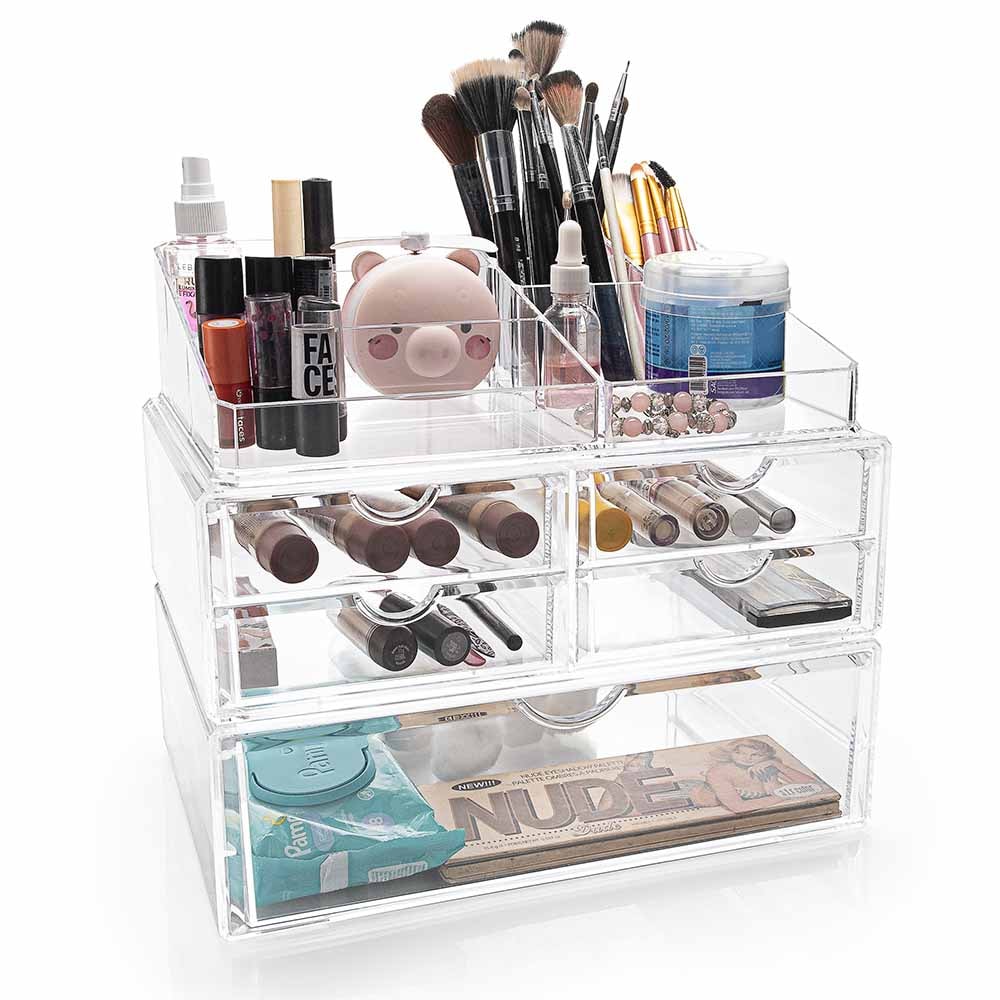 Organizador de Cosméticos luxo com 5 Gavetas e Porta Batom Grande Organizador de Cosméticos luxo com 5 Gavetas e Porta Batom Grande
