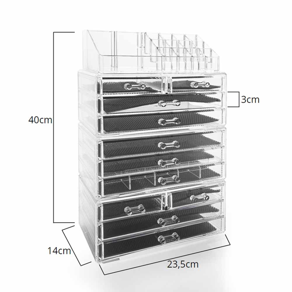 Organizador de Maquiagem 11 gavetas e Bandeja para Batom 
 Organizador de Maquiagem 11 gavetas e Bandeja para Batom