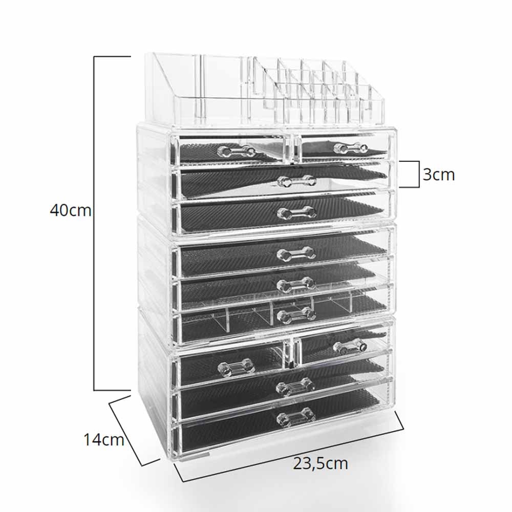 Organizador de Maquiagem 11 gavetas e Bandeja para Batom