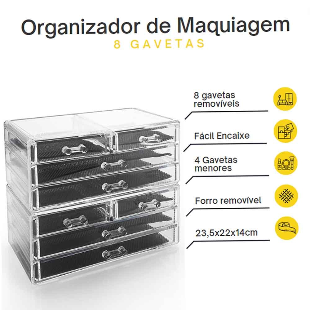 Organizador de Maquiagem 8 Gavetas