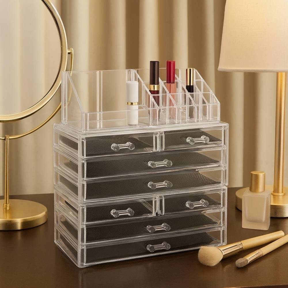 Organizador de Maquiagem 8 Gavetas com Bandeja para Batom Organizador de Maquiagem 8 Gavetas com Bandeja para Batom