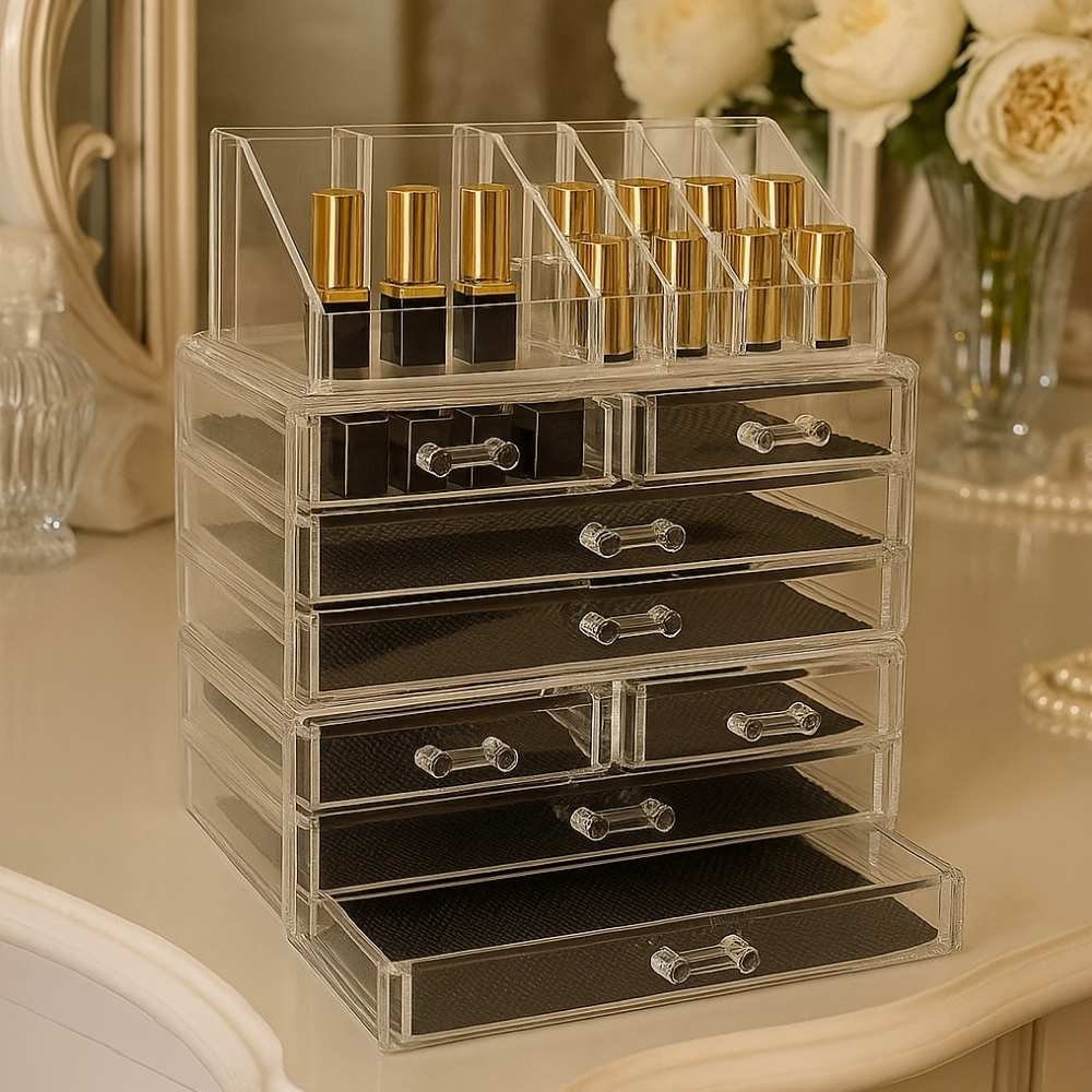 Organizador de Maquiagem 8 Gavetas com Bandeja para Batom Organizador de Maquiagem 8 Gavetas com Bandeja para Batom