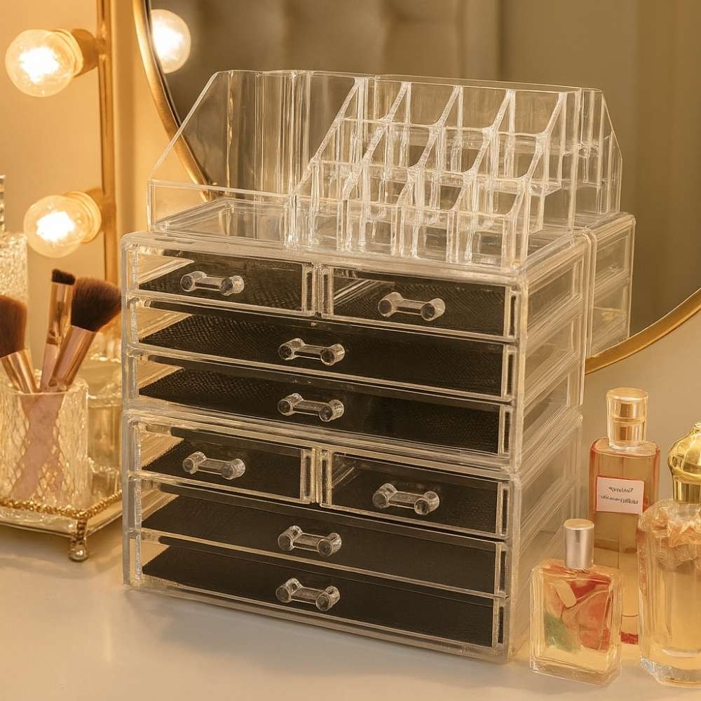 Organizador de Maquiagem 8 Gavetas com Bandeja para Batom Organizador de Maquiagem 8 Gavetas com Bandeja para Batom