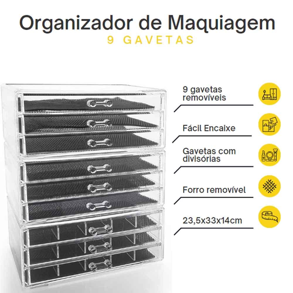Organizador de Maquiagem 9 gavetas Organizador de Maquiagem 9 gavetas