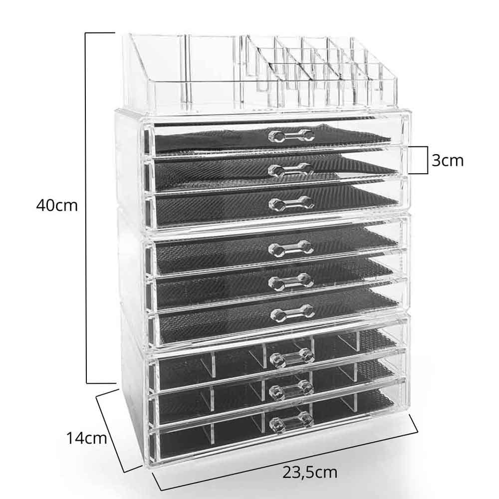 Organizador de Maquiagem 9 gavetas com Bandeja para Batom Organizador de Maquiagem 9 gavetas com Bandeja para Batom