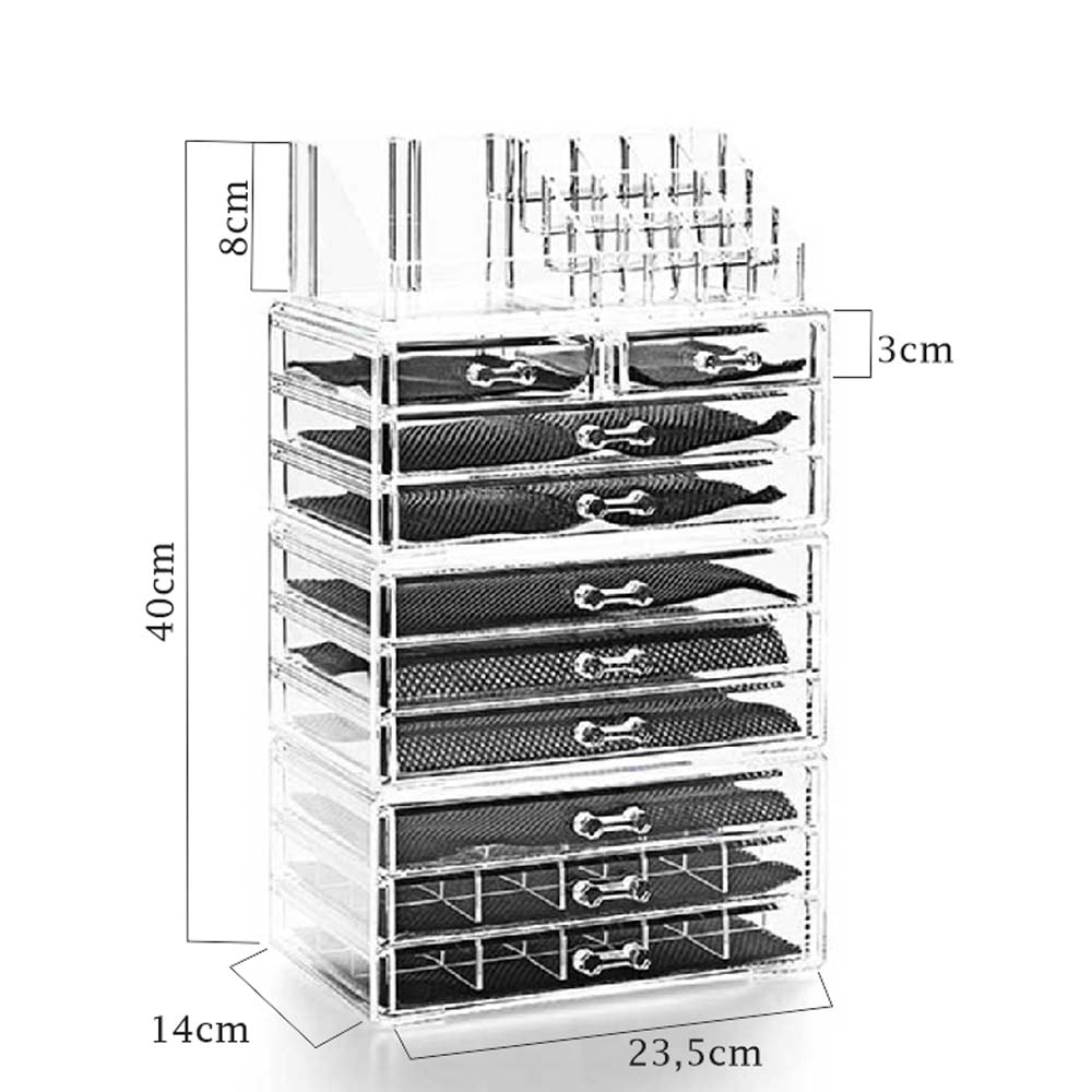 Organizador de Maquiagem com 10 Gavetas e Porta Batom