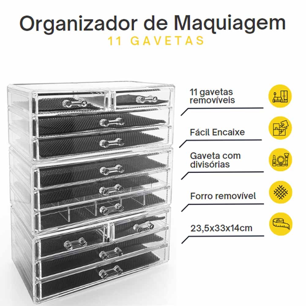 Organizador de Maquiagem com 11 gavetas