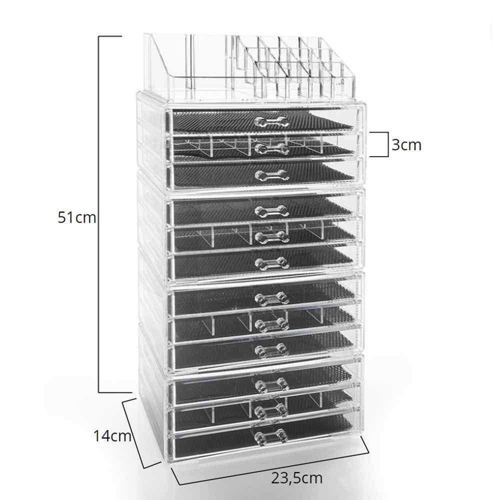 Organizador de Maquiagem com 12 gavetas e Bandeja para Batom
 Organizador de Maquiagem com 12 gavetas e Bandeja para Batom