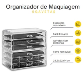 Organizador de Maquiagem com 6 Gavetas