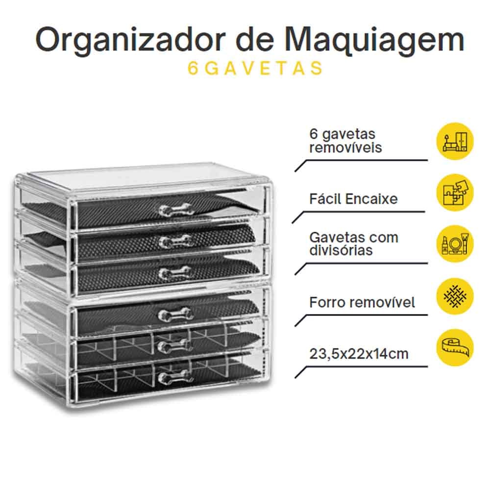 Organizador de Maquiagem com 6 Gavetas Organizador de Maquiagem com 6 Gavetas