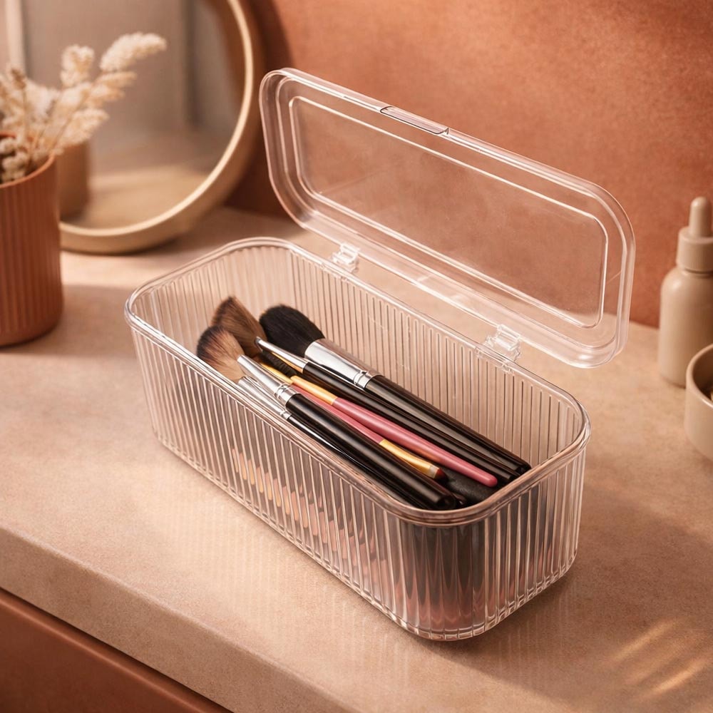 Organizador de Maquiagem e Cosméticos Lines com Tampa em Acrílico