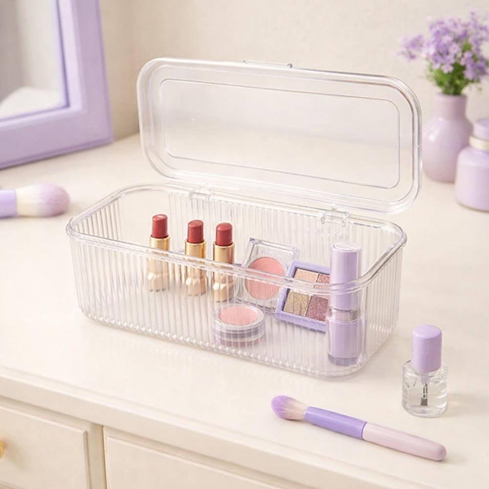 Organizador de Maquiagem e Cosméticos Lines com Tampa em Acrílico