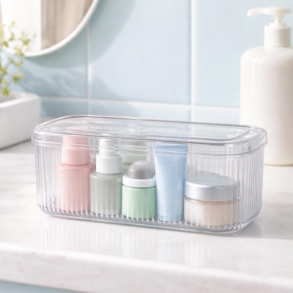 Organizador de Maquiagem e Cosméticos Lines com Tampa em Acrílico