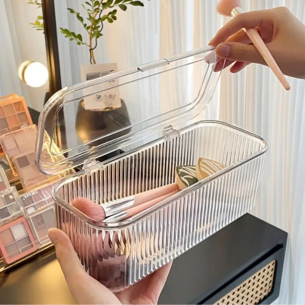 Organizador de Maquiagem e Cosméticos Lines com Tampa em Acrílico