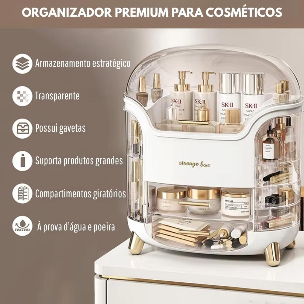 Organizador de Maquiagem e Cosméticos Portátil Deluxe