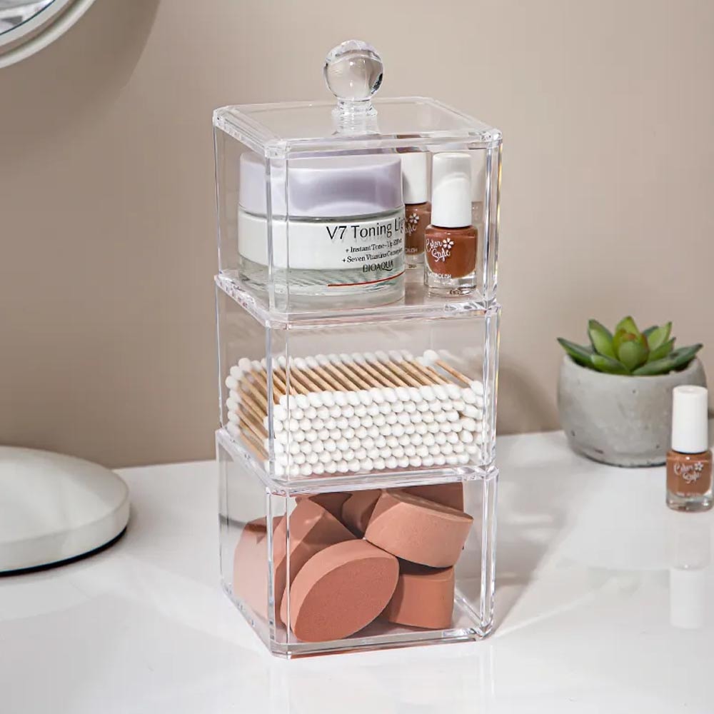 Organizador de Utensílios em Acrílico Triplo Organizador de Utensílios em Acrílico Triplo