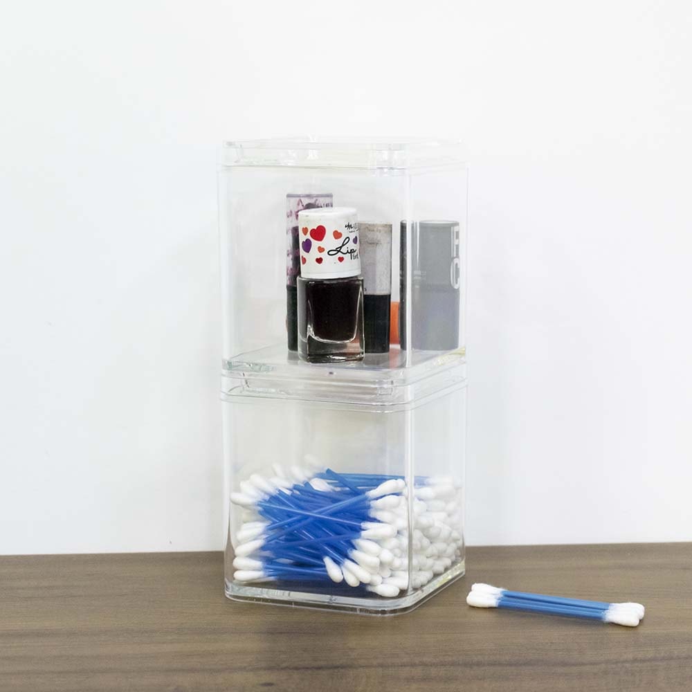 Organizador Duplo em Acrílico para Maquiagem e Cosméticos Organizador Duplo em Acrílico para Maquiagem e Cosméticos