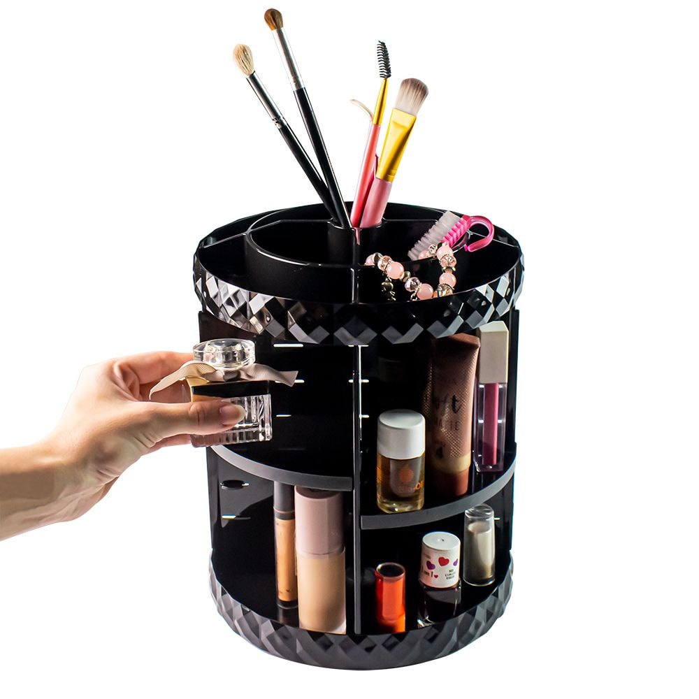 Organizador Giratório Black para Maquiagem e Cosméticos Diamond
