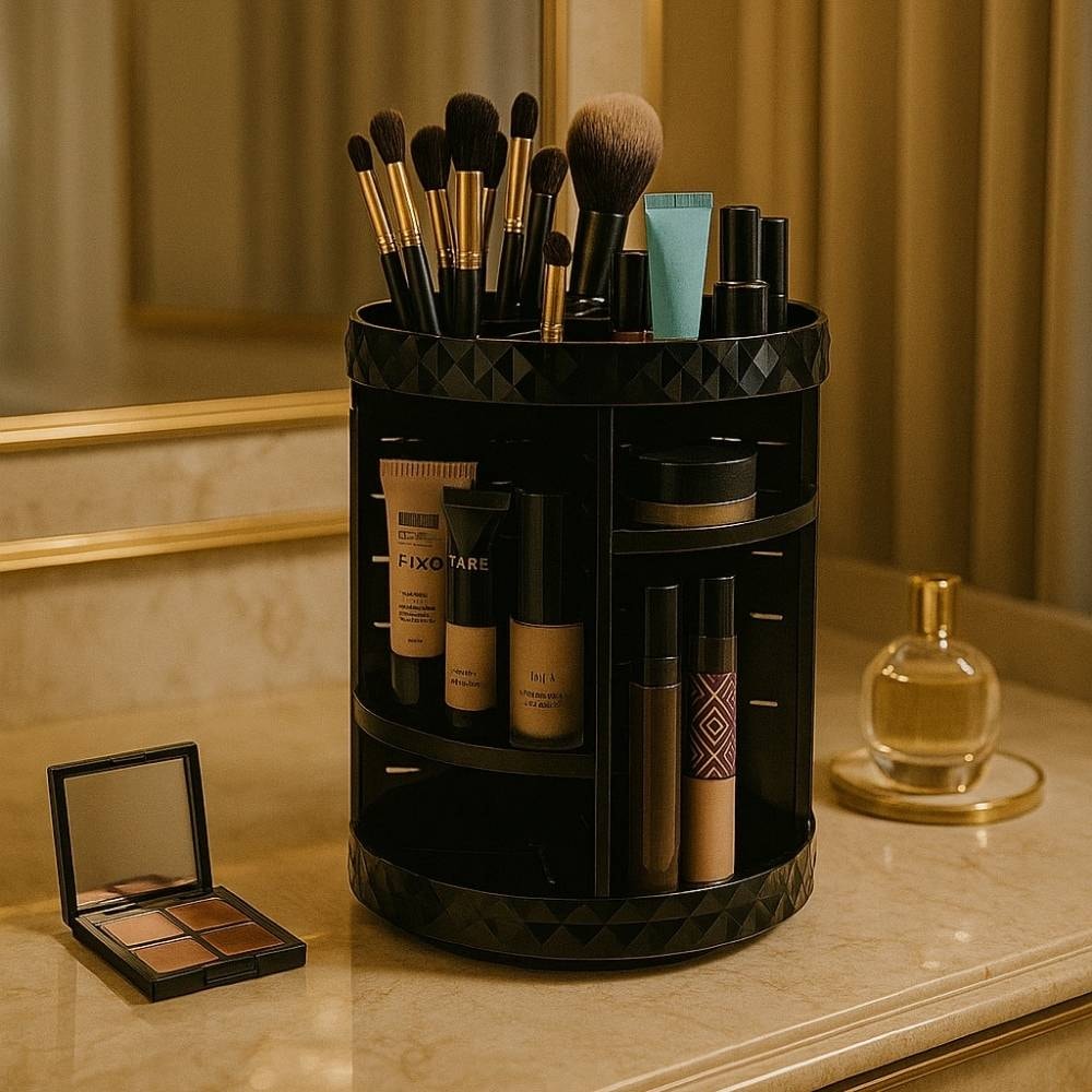 Organizador Giratório Black para Maquiagem e Cosméticos Diamond