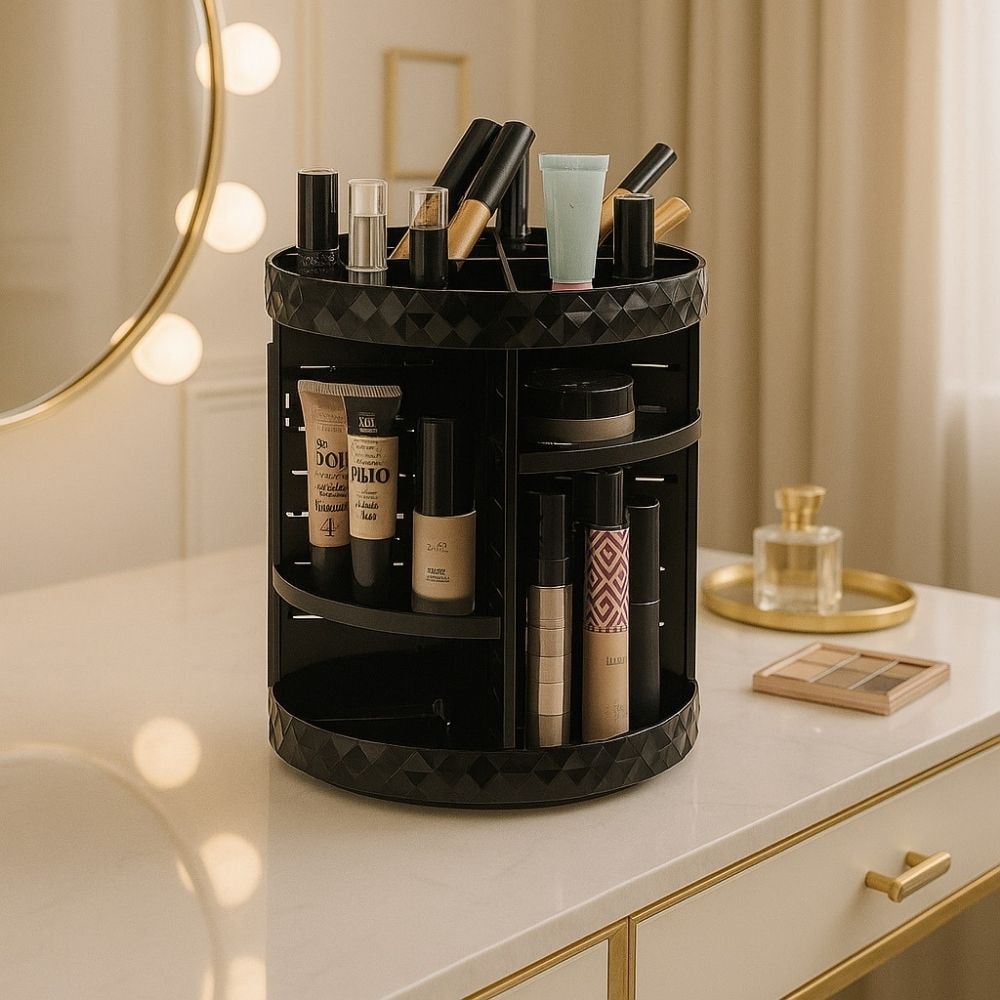 Organizador Giratório Black para Maquiagem e Cosméticos Diamond