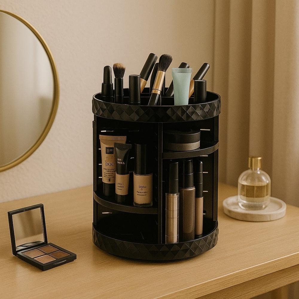 Organizador Giratório Black para Maquiagem e Cosméticos Diamond