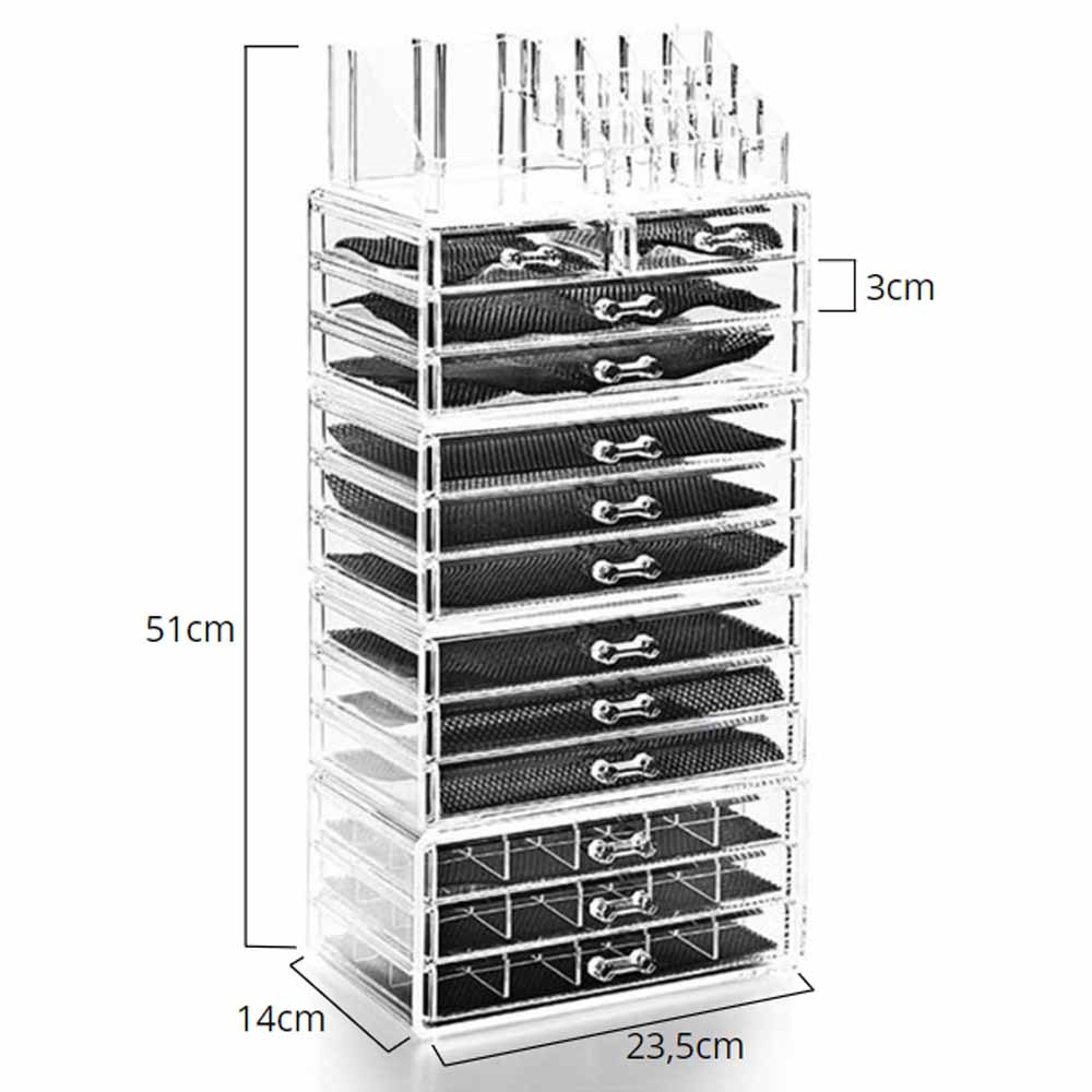 Organizador Grande de Maquiagem 13 Gavetas com Porta Batom Organizador Grande de Maquiagem 13 Gavetas com Porta Batom