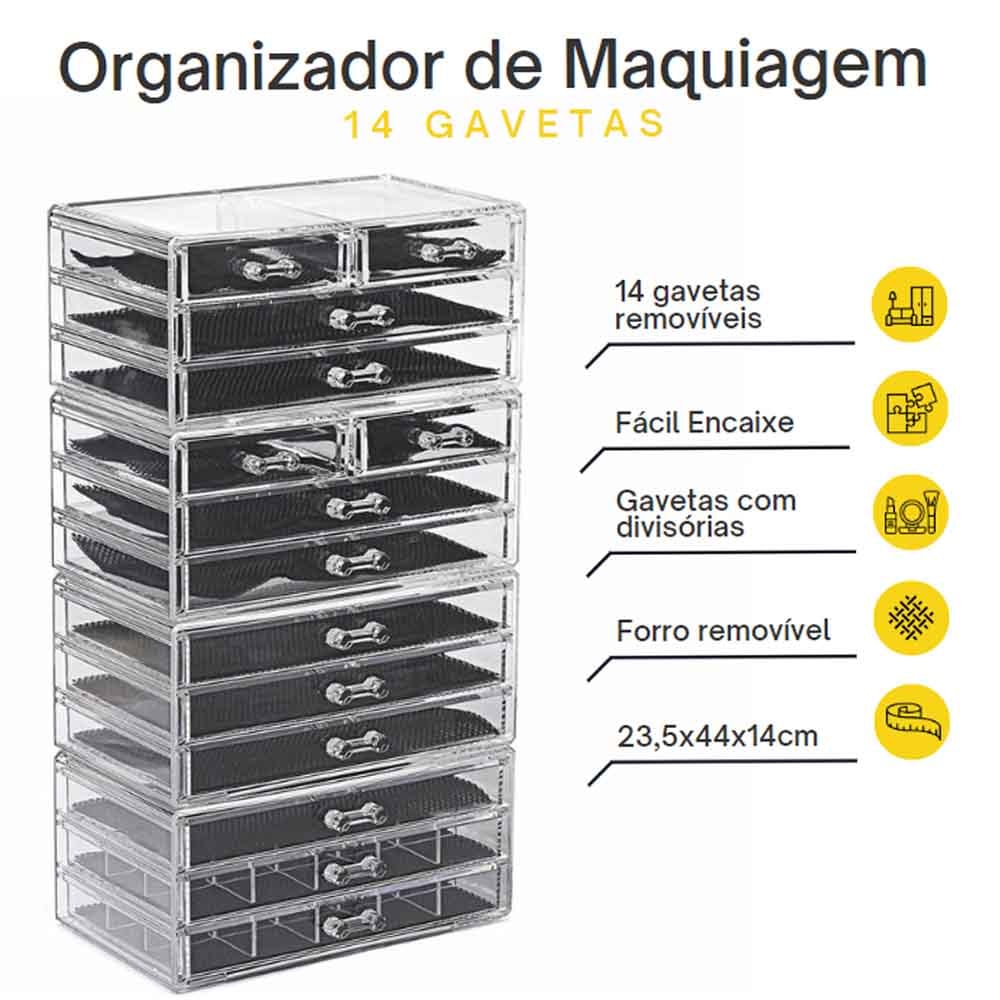 Organizador Grande de Maquiagem 14 Gavetas Organizador Grande de Maquiagem 14 Gavetas