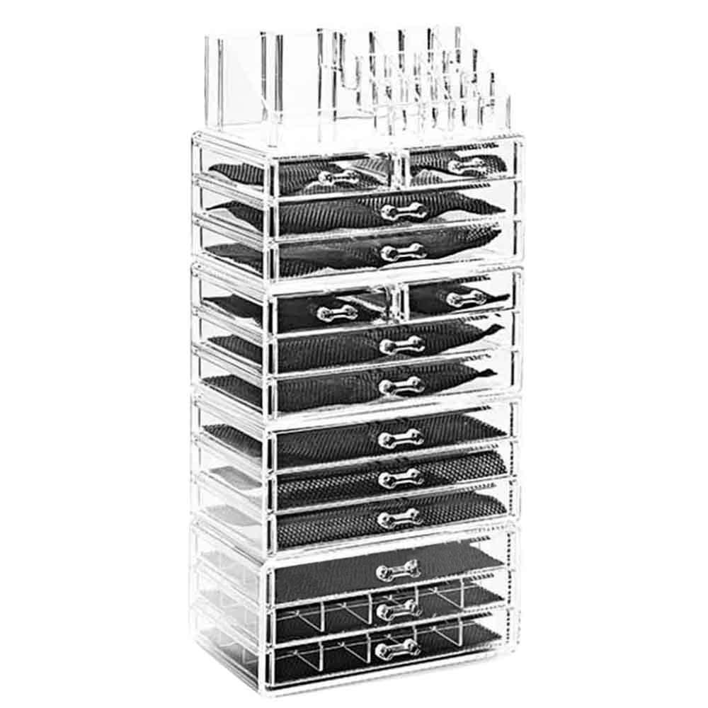 Organizador Grande de Maquiagem 14 Gavetas com Porta Batom Organizador Grande de Maquiagem 14 Gavetas com Porta Batom