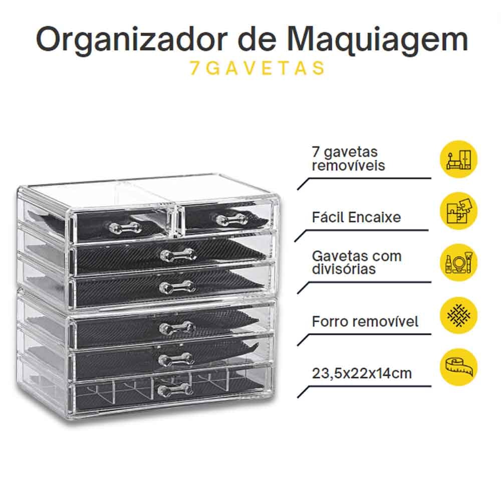 Organizador Grande de Maquiagem 7 Gavetas Organizador Grande de Maquiagem 7 Gavetas