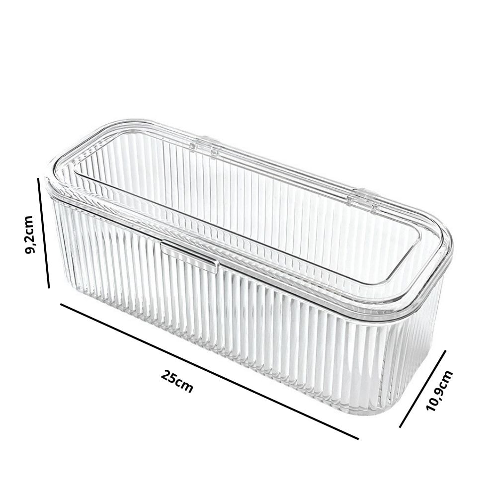 Organizador Lines Transparente de Acrílico com Tampa Organizador Lines Transparente de Acrílico com Tampa