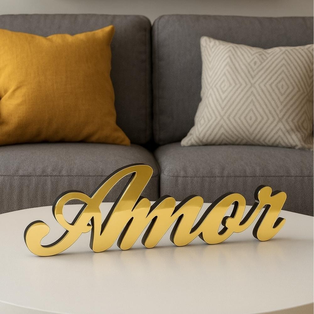 Palavra Decorativa em Acrílico Espelhado Amor