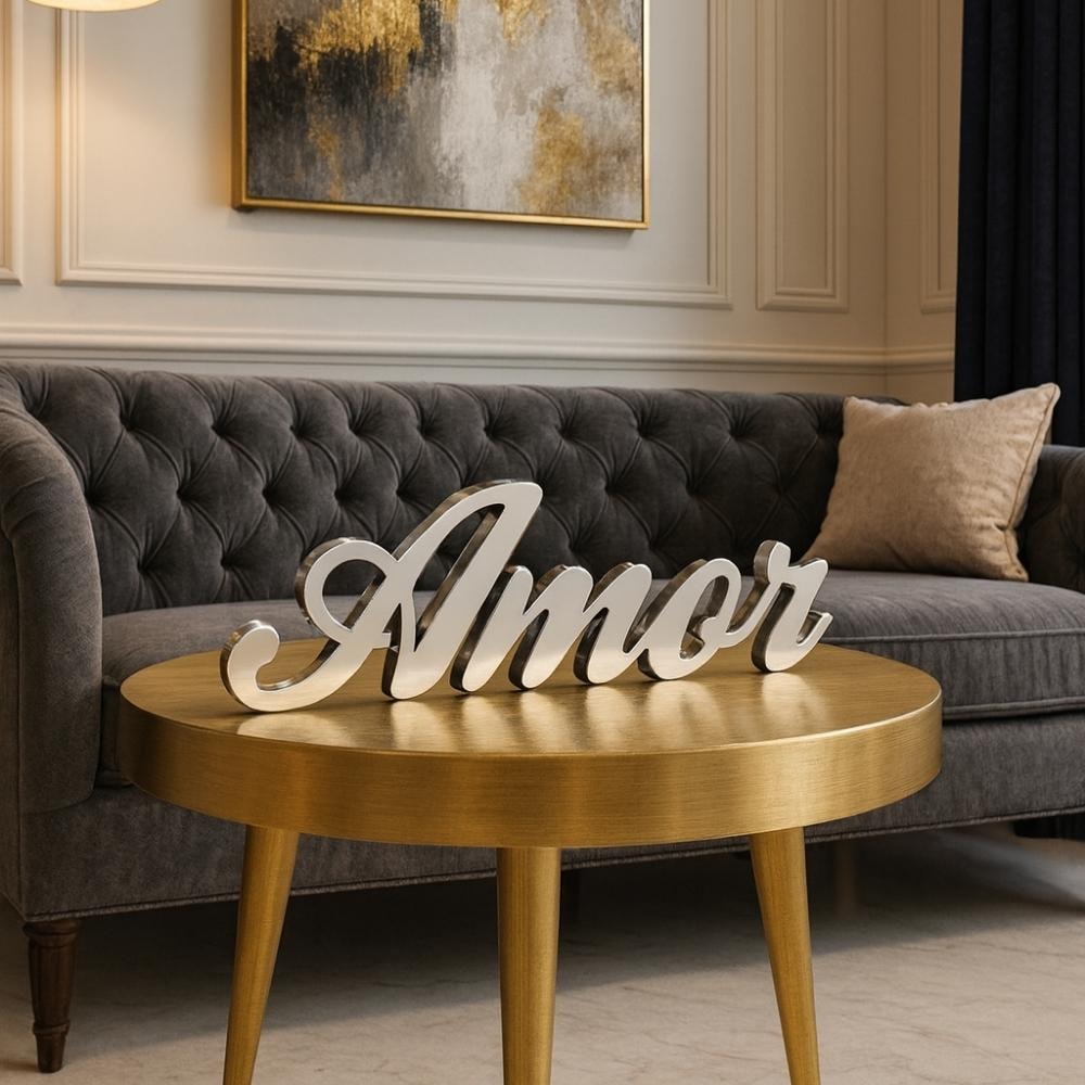 Palavra Decorativa em Acrílico Espelhado Amor