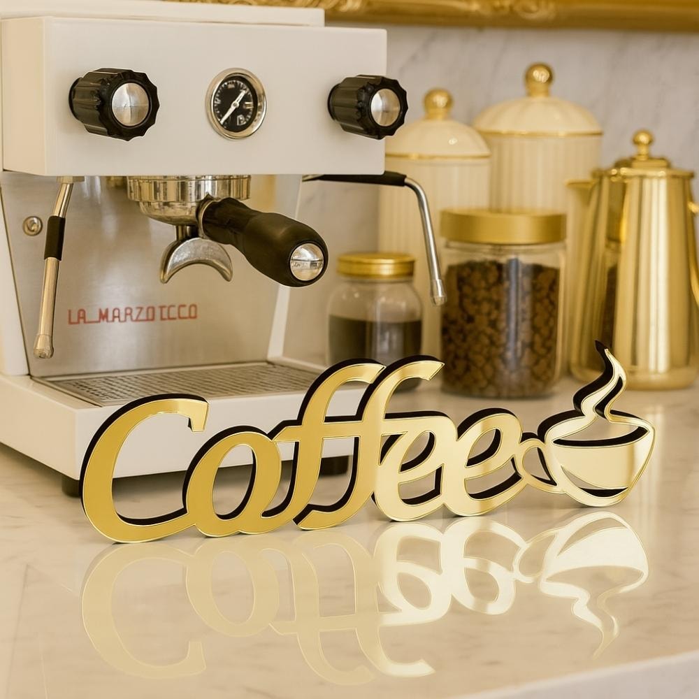 Palavra Decorativa em Acrílico Espelhado Coffee