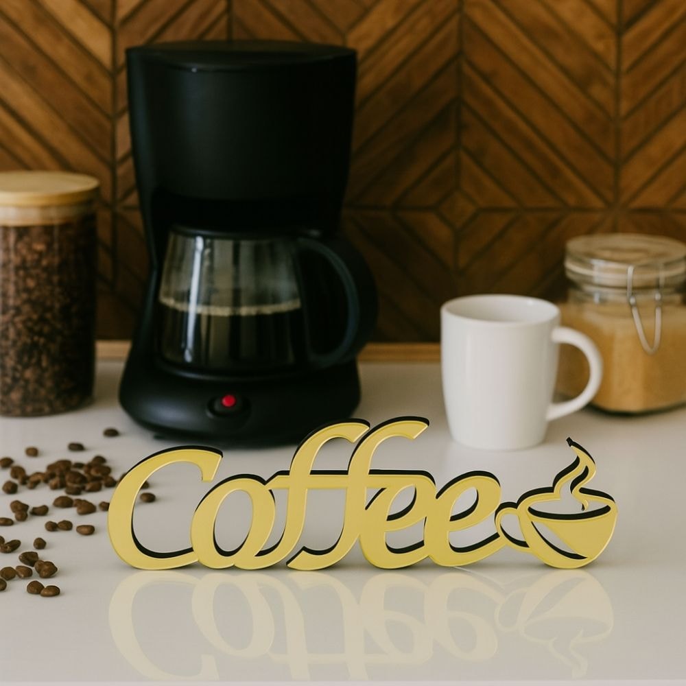 Palavra Decorativa em Acrílico Espelhado Coffee